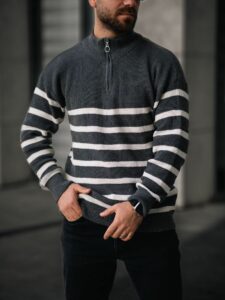 Džemper s rajsferšlusom Loose Fit Siva