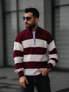 Muški Džemper Loose Fit Bordo