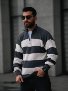 Muški Džemper Loose Fit Siva