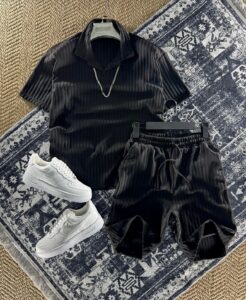 Pamučni Komplet Majica i Šorc Crna