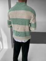 Šareni džemper sa polu zipom mint - Image 2