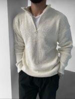 Basic džemper sa polu zipom bela