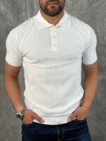 Muška bela slim fit polo majica premium model