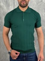 Muška zelena pletena polo majica slim fit