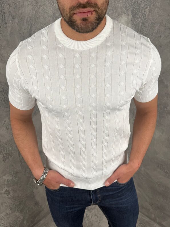 Muška pletena majica kratkih rukava – Premium Cable Knit