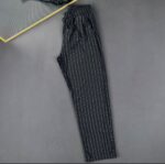 Muške prugaste pantalone sa elastičnim pojasom i modernim slim fit krojem za svakodnevno nošenje.