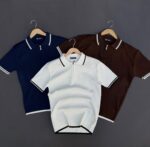 Set od 3 muške rebraste polo majice sa rajsferšlusom