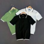 Set od 3 muške rebraste polo majice sa rajsferšlusom