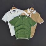 Set od 3 muške rebraste polo majice sa rajsferšlusom