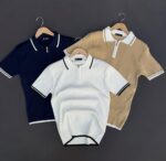 Set od 3 muške rebraste polo majice sa rajsferšlusom