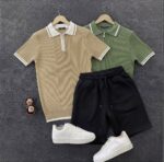 Old Money Bundle - Muški Trodelni Pleteni Polo Komplet (2 Majice i Šorc) - Slika 4