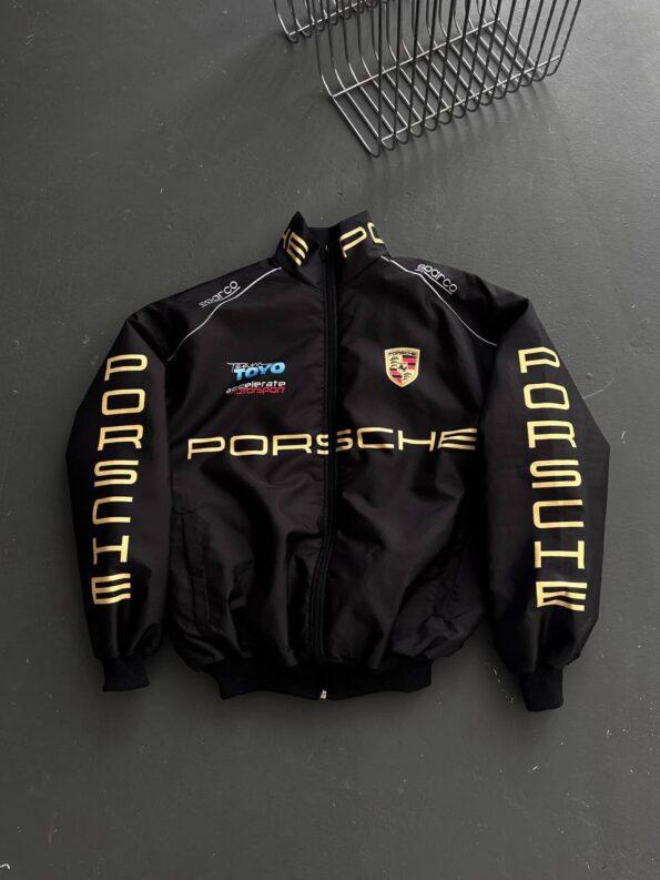 Muška Porsche Black & Gold Racing Bomber Jakna